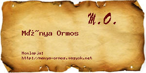 Mánya Ormos névjegykártya